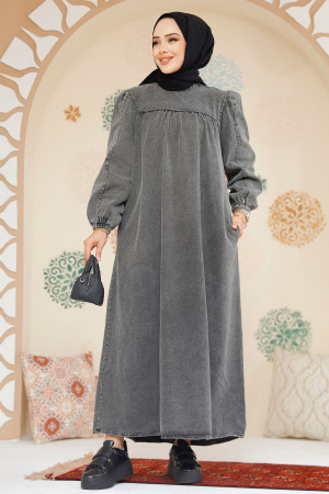 Modest Antrasit Denim Dress 19129ANT - 1