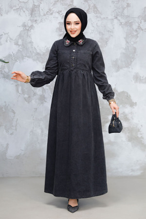 Modest Antrasit Denim Dress 19138ANT - 2