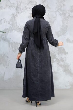 Modest Antrasit Denim Dress 19138ANT - 4