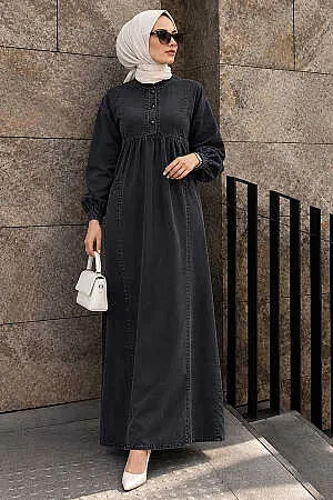 Modest Antrasit Denim Dress 19139ANT - 1
