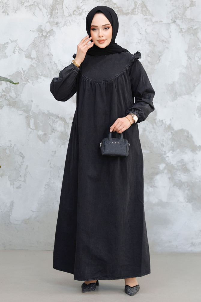 Modest Antrasit Denim Dress 19140ANT - 2