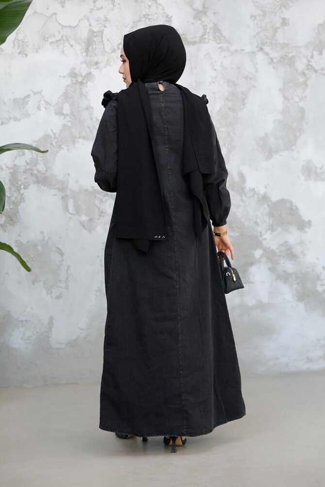 Modest Antrasit Denim Dress 19140ANT - 3