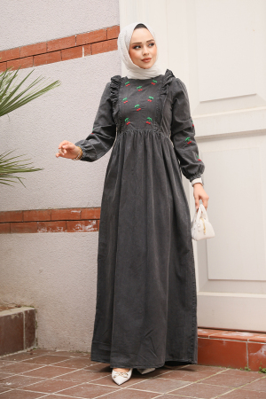 Modest Antrasit Denim Dress 19146ANT - 1