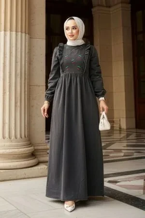 Modest Antrasit Denim Dress 19146ANT 