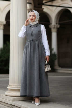 Modest Antrasit Gilet Denim Dress 19135ANT - 1