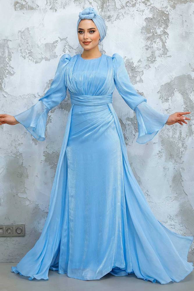 Modest Baby Blue Bridesmaid Dress 4986BM - 1