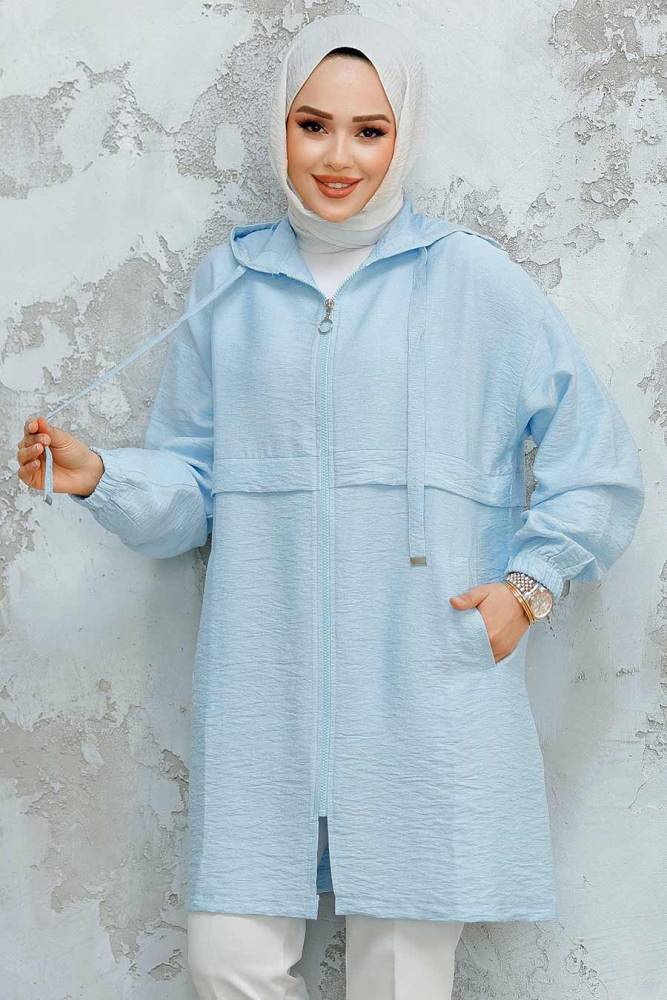 Modest Baby Blue Coat 44721BM - 2