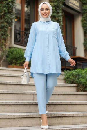 Modest Baby Blue Dual Suit 12191BM - NEVA STYLE