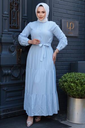 Modest Baby Blue Long Dress 22042BM - 4