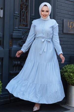 Modest Baby Blue Long Dress 22042BM - 2