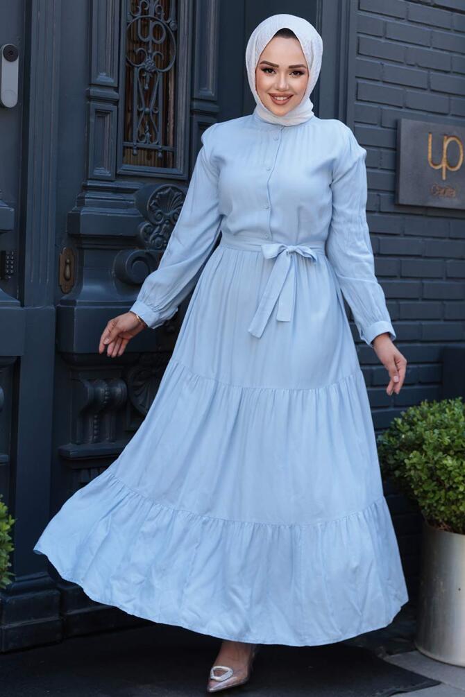 Modest Baby Blue Long Dress 22042BM - 2