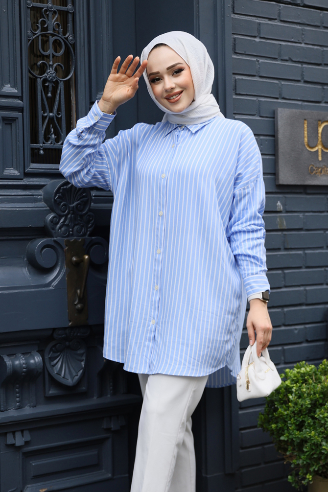 Modest Baby Blue Tunic 20417BM - 2