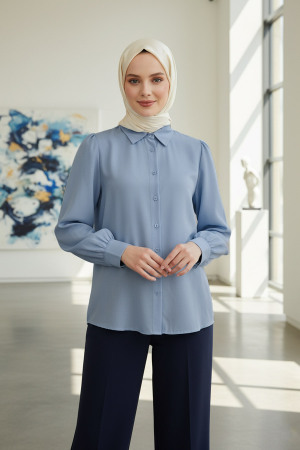 Modest Baby Blue Tunic 52284BM - 1