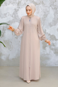 Modest Beige Abaya 45274BEJ - 2