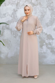 Modest Beige Abaya 45274BEJ - 3
