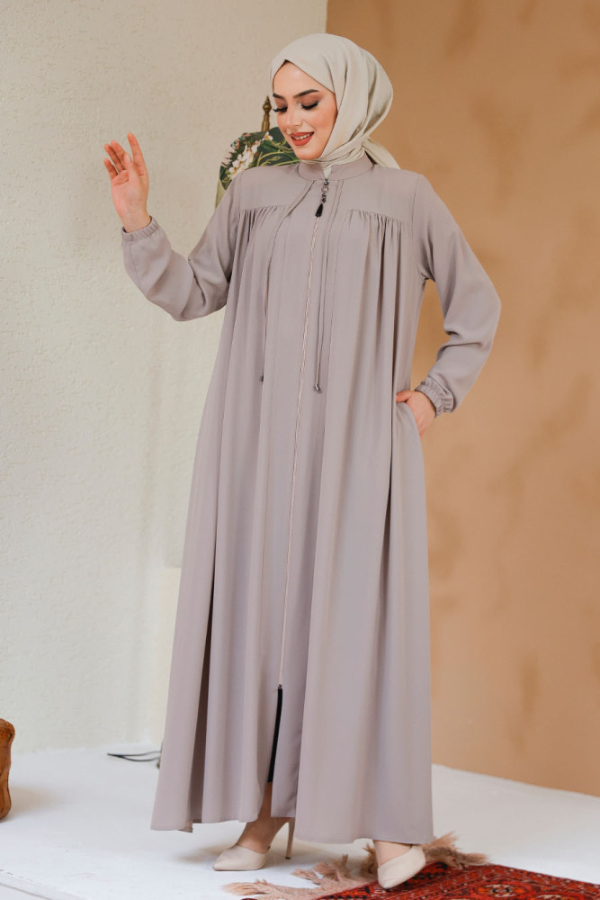 Modest Beige Abaya 45290BEJ - 2