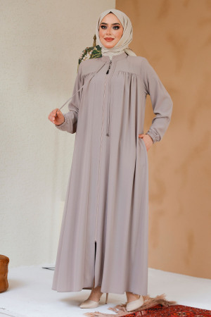 Modest Beige Abaya 45290BEJ - 3