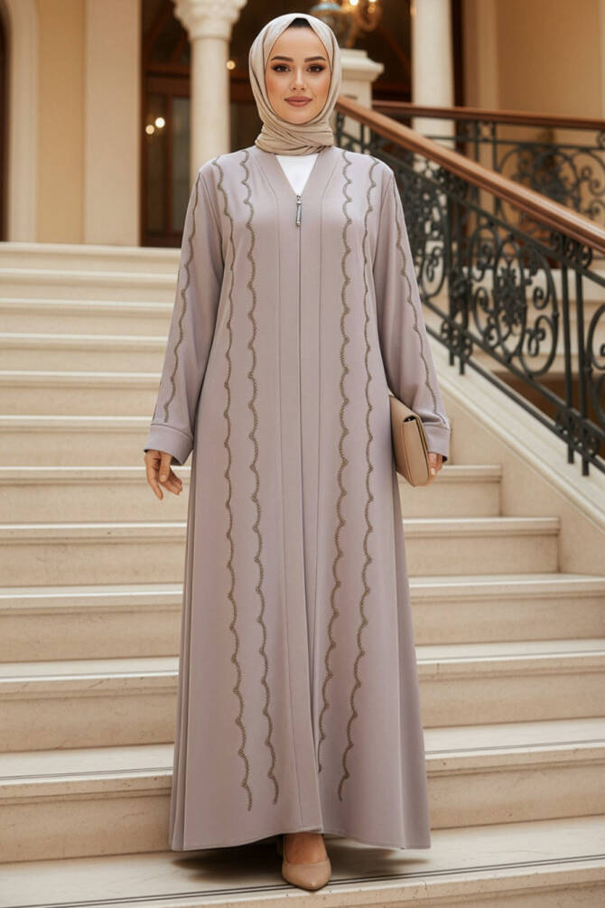 Modest Beige Abaya For Women 29113BEJ - 1