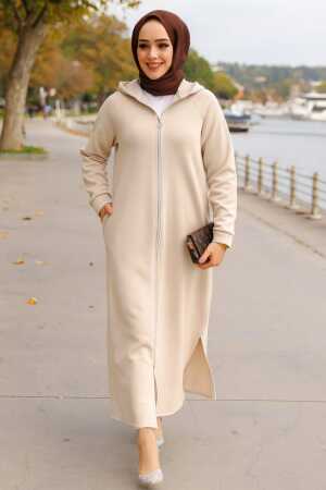 Modest Beige Coat 72231BEJ - NEVA STYLE