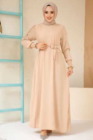 Modest Beige Dress For Women 10124BEJ - 2