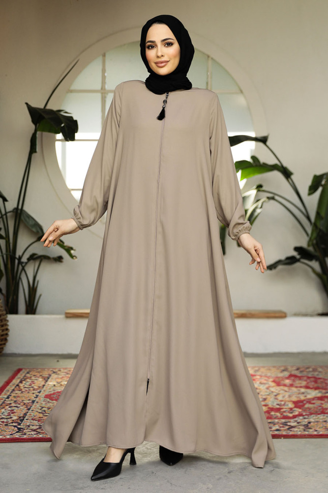 Modest Beige Dubai Abaya 26301BEJ - 2