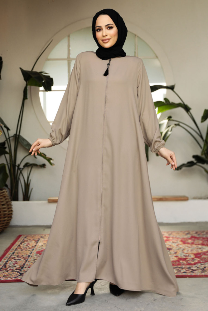 Modest Beige Dubai Abaya 26301BEJ - 1