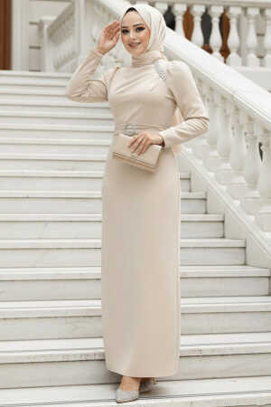 Modest Beige Evening Dress 30014BEJ - 1