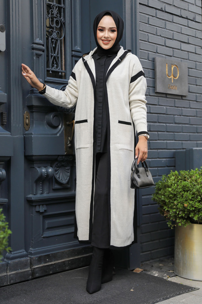 Modest Beige Knitwear Cardigan 50009BEJ - 1