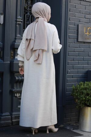 Modest Beige Knitwear Dress 30141BEJ - 3