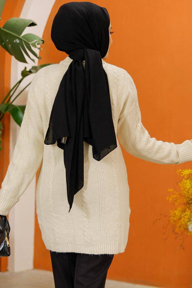 Modest Beige Knitwear Jumper Top 20051BEJ - 3
