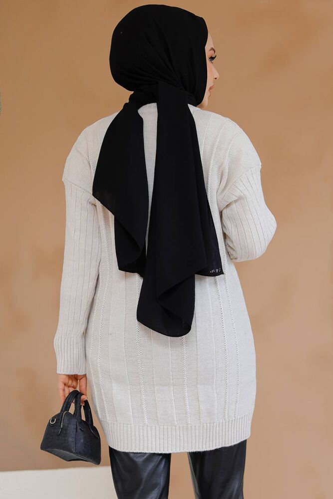 Modest Beige Knitwear Jumper Top 40671BEJ - 4
