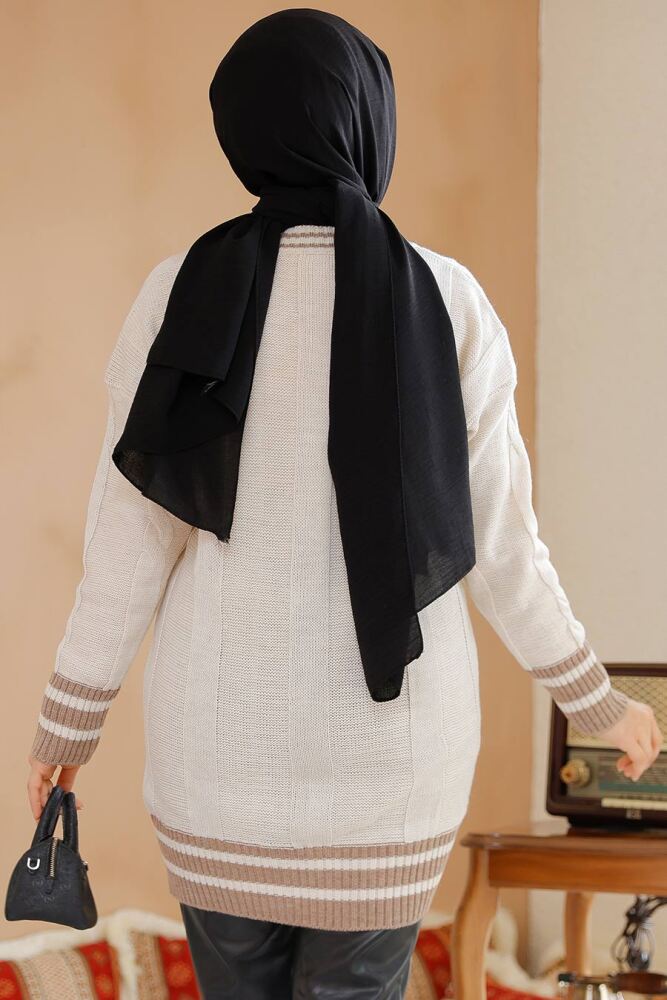 Modest Beige Knitwear Jumper Top 40673BEJ - 3
