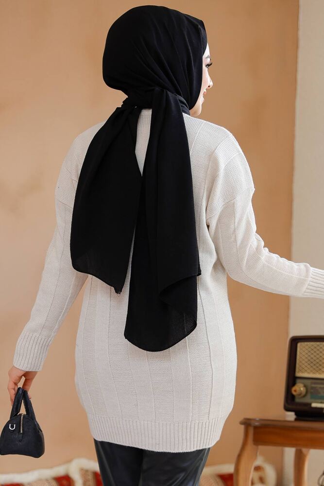 Modest Beige Knitwear Jumper Tunic 40672BEJ - 5
