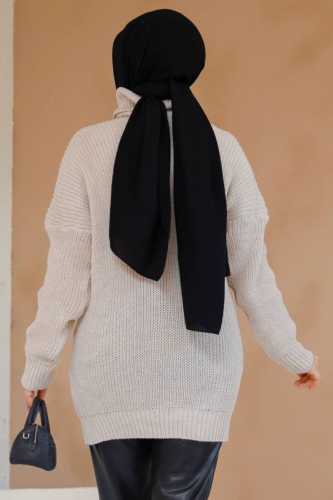 Modest Beige Knitwear Jumper Tunic 40674BEJ - 4