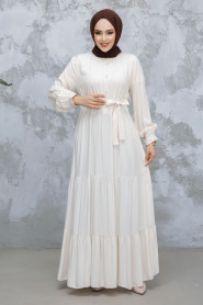 Modest Beige Long Dress 22042BEJ 