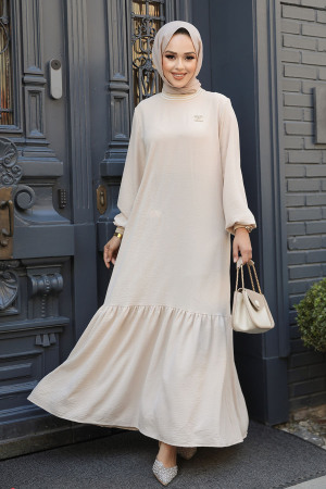 Modest Beige Maxi Dress 41121BEJ - 1