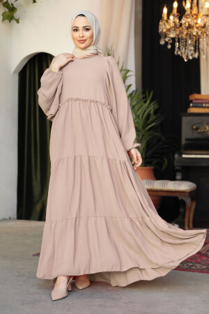 Modest Beige Maxi Dress 57353BEJ - 1