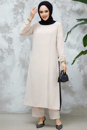 Modest Beige Pink Dual Suit 65877BEJ - 2