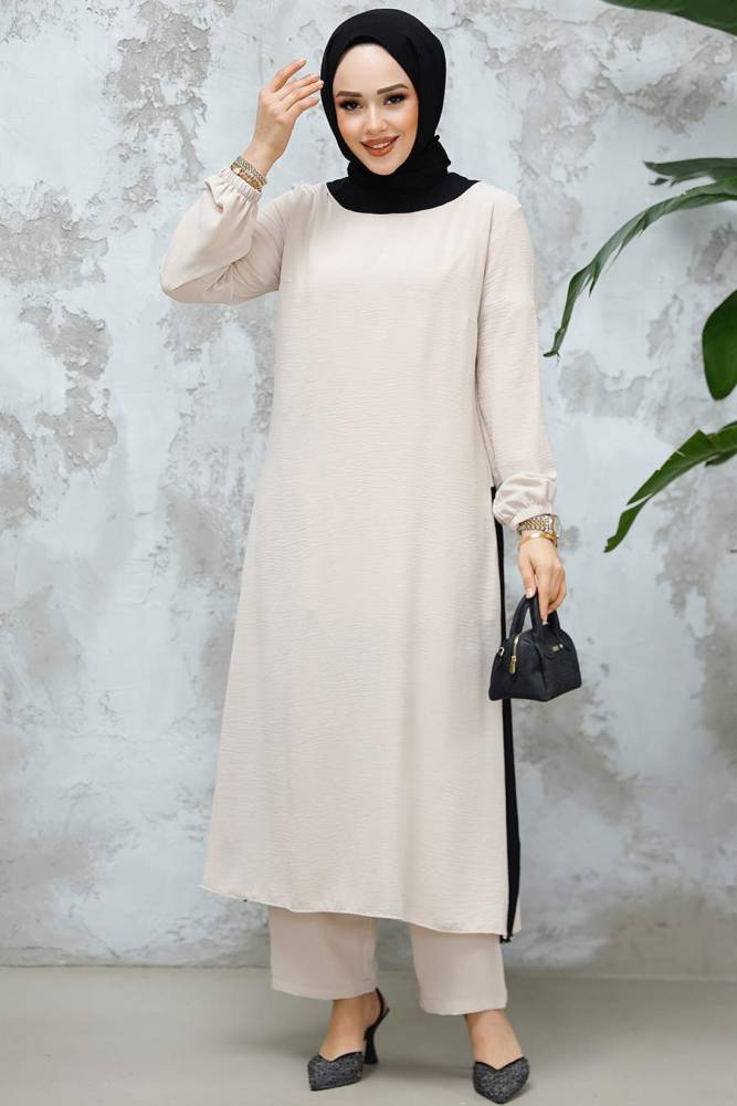 Modest Beige Pink Dual Suit 65877BEJ - 2