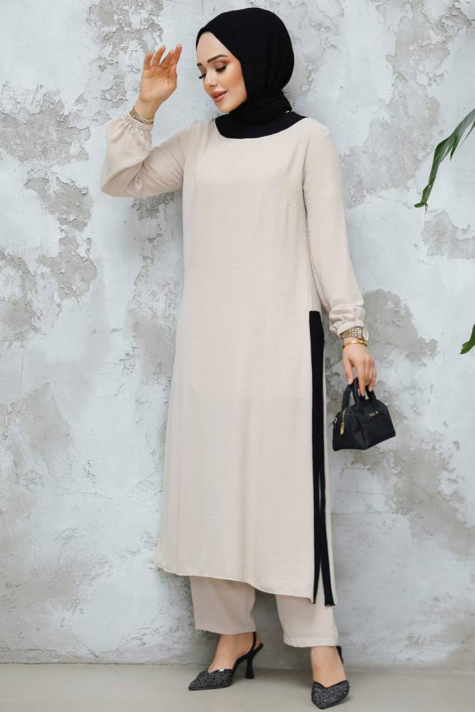 Modest Beige Pink Dual Suit 65877BEJ - 1