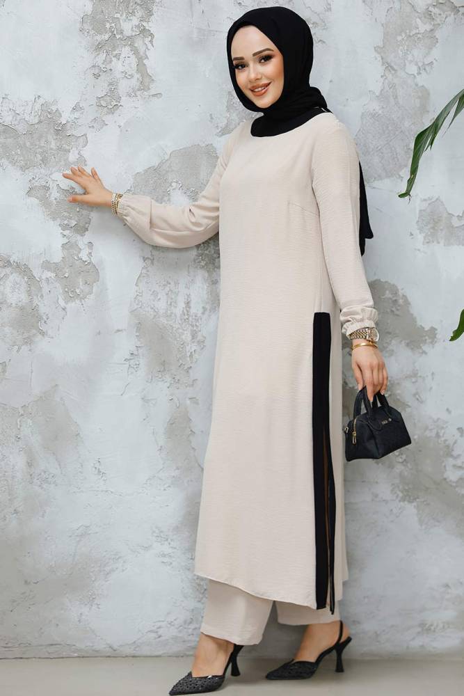 Modest Beige Pink Dual Suit 65877BEJ - 3