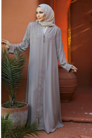 Modest Beige Plus Size Abaya 29110BEJ - 2