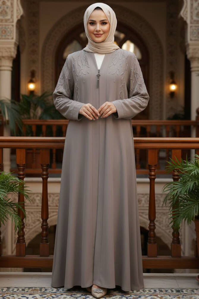 Modest Beige Plus Size Abaya 29110BEJ - 1