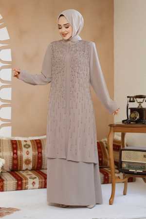 Modest Beige Plus Size Abaya 29119BEJ - 1