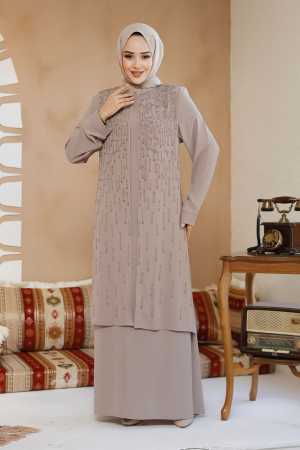 Modest Beige Plus Size Abaya 29119BEJ - 2