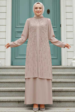 Modest Beige Plus Size Abaya 29119BEJ - 1
