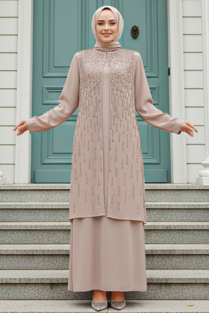 Modest Beige Plus Size Abaya 29119BEJ - 1