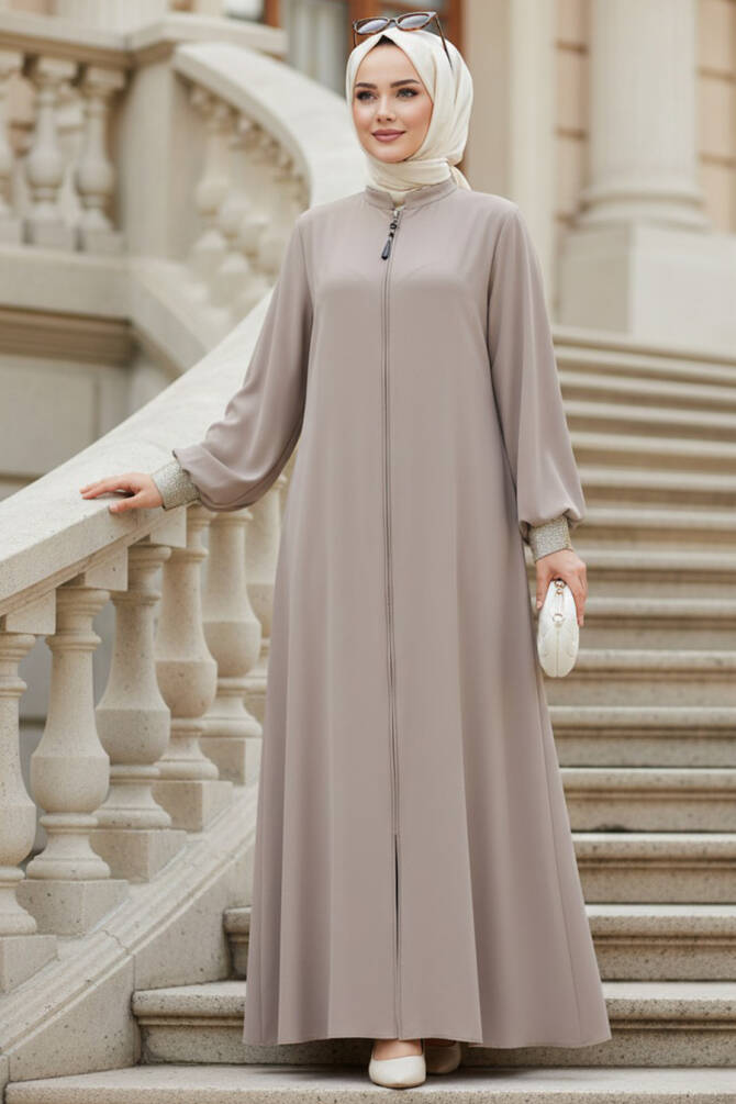Modest Beige Plus Size Abaya 35168BEJ - 1