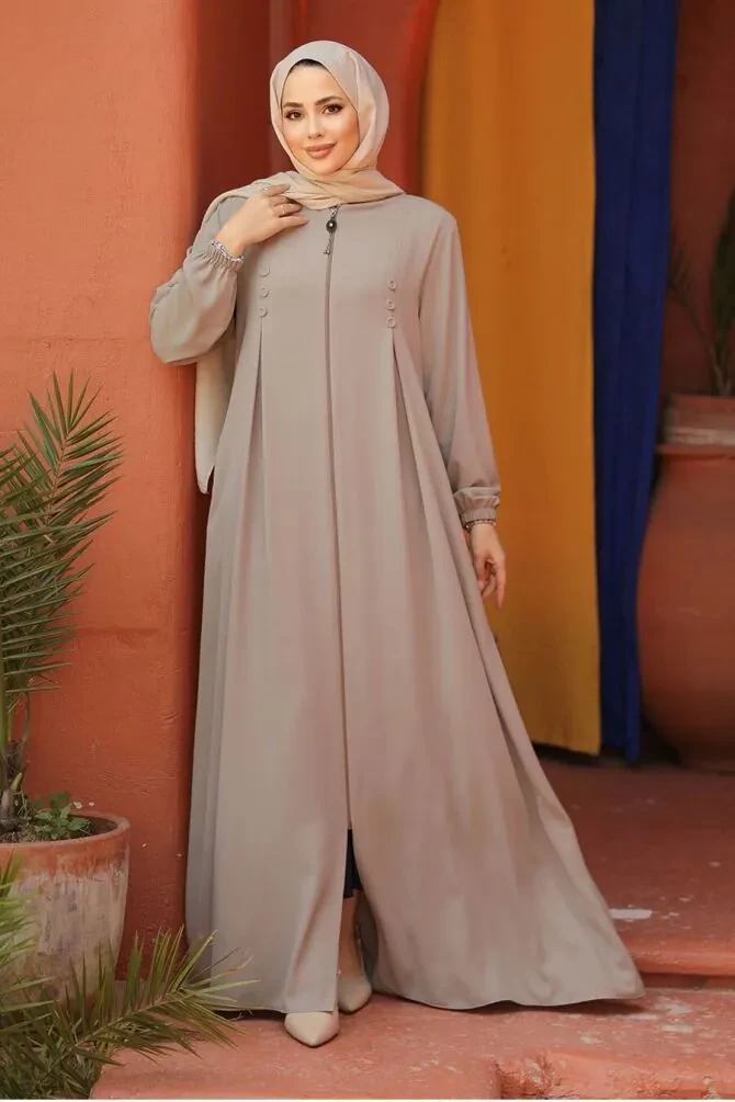Modest Beige Plus Size Abaya 45282BEJ - 1