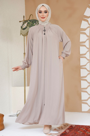 Modest Beige Plus Size Abaya 45293BEJ - 1